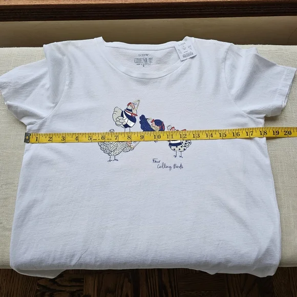 New! J Crew Sz S Short-sleeve T-Shirt Four Calling Birds Cotton Tee NWT - Picture 8 of 12